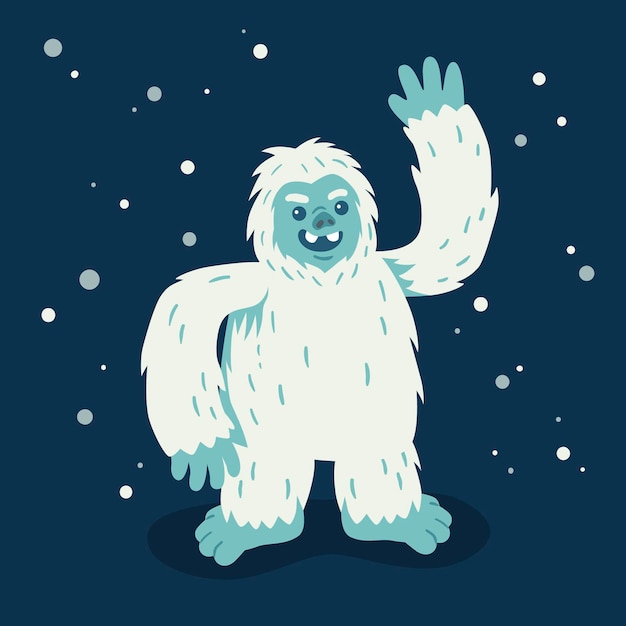 Handgetekende Yeti verschrikkelijke sneeuwpop illustratie