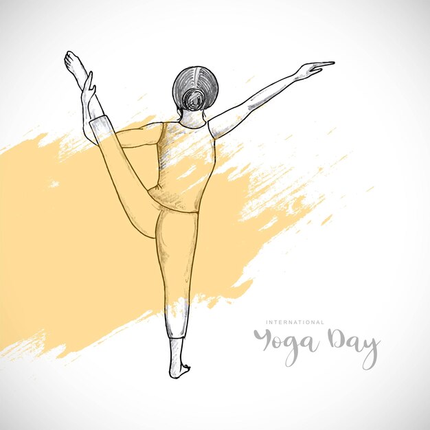 Handgetekende yoga-illustraties van houdingen en poses schetsontwerp