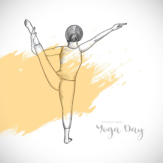 Handgetekende yoga-illustraties van houdingen en poses schetsontwerp