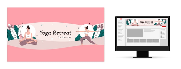 Gratis vector handgetekende yoga retreat youtube channel art