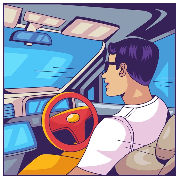 Handgetekende zelfrijdende auto illustratie