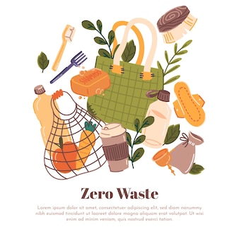 Handgetekende zero waste-bestemmingspagina
