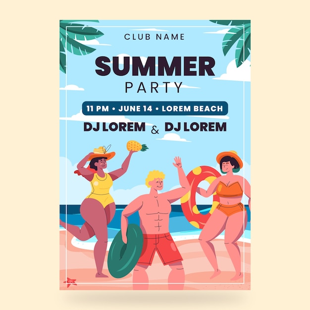 Gratis vector handgetekende zomer flyer of poster