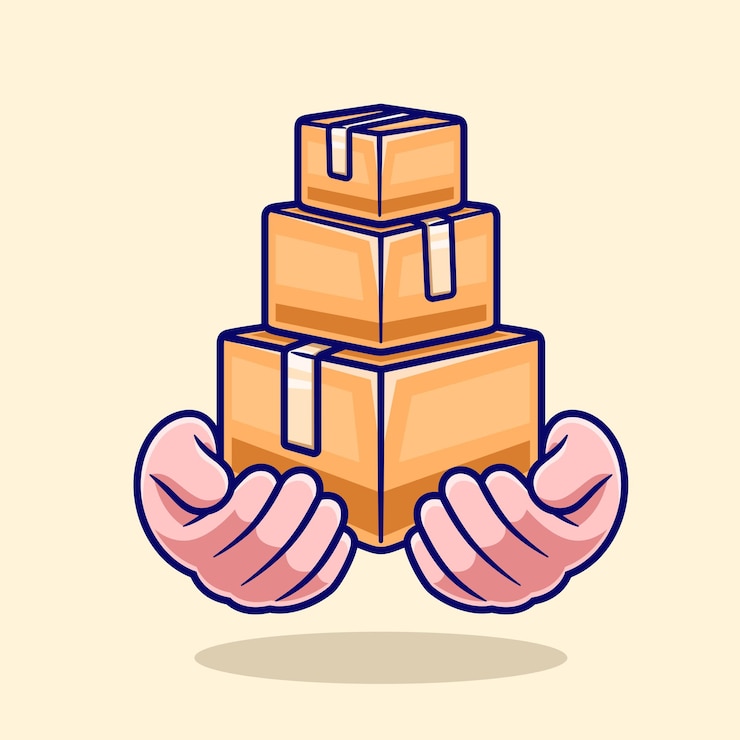 Gratis Vector handhoudende doos parcel stack cartoon vector icon illustratie object vakantie icon geïsoleerd flat