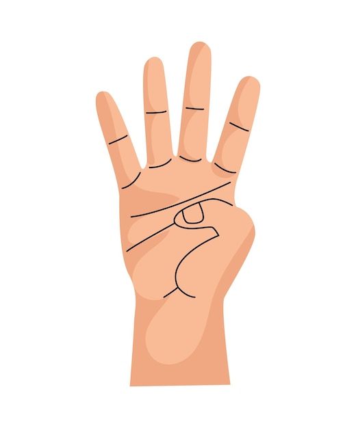 Gratis vector handpictogram met vier vingers gebaar