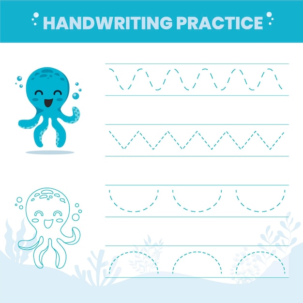 Gratis vector handschriftoefening voor kinderen