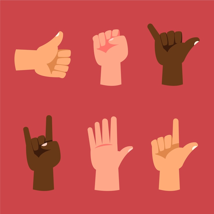 Gratis Vector handstickerset met plat ontwerp