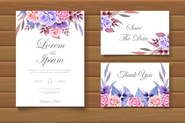 Handtekening bloemen bruiloft uitnodiging sjabloon