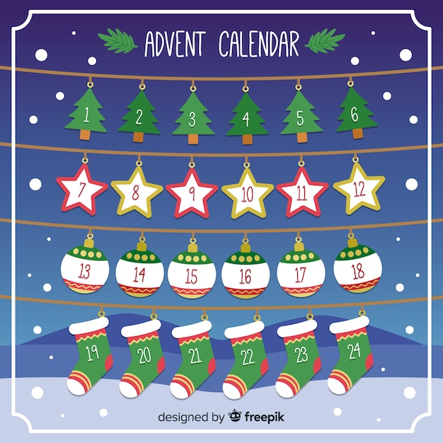 Gratis vector hangende decoratie adventskalender