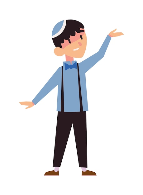 Gratis vector hanukkah jongen met kippa