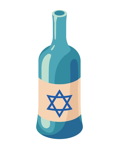 Gratis vector hanukkah wijnfles illustratie geïsoleerd