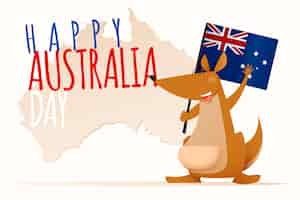 Gratis vector happy australië dag belettering met schattige kangoeroe