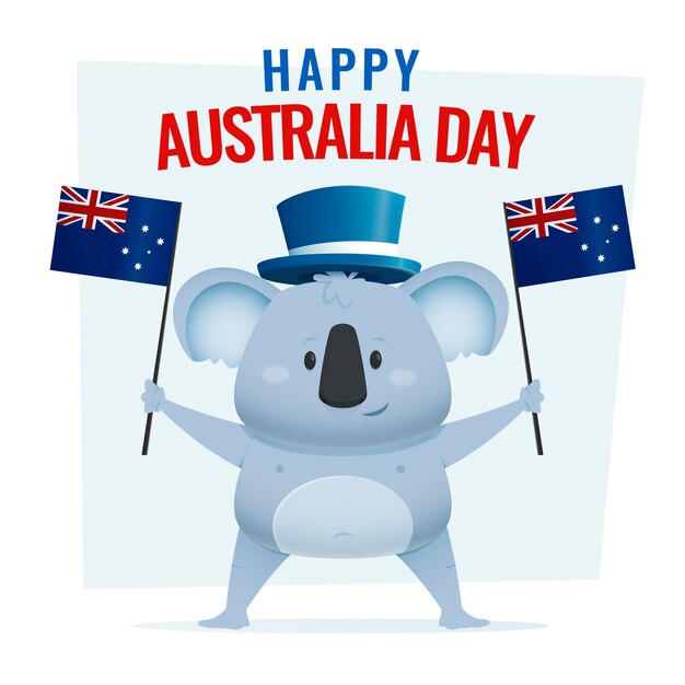 Happy Australië dag belettering met schattige koala