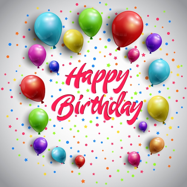 Gratis vector happy birthday achtergrond met gekleurde ballonnen