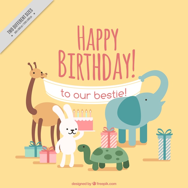 Happy birthday achtergrond met schattige dieren
