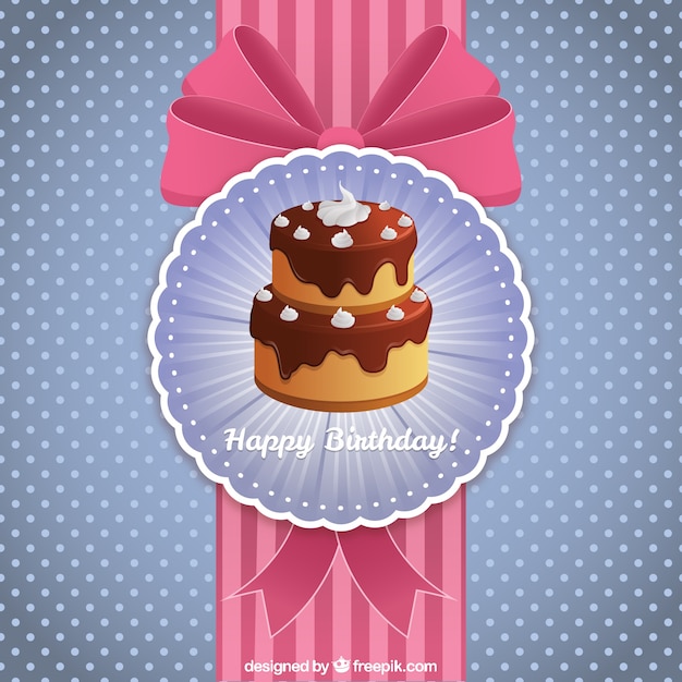 Gratis vector happy birthday kaart met een taart