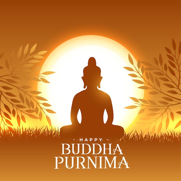 Gratis vector happy buddha purnima religieuze achtergrond voor geloof en vrede