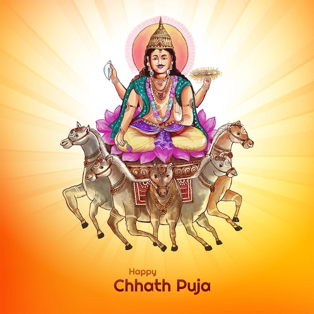 Gratis vector happy chhath puja holiday-achtergrond voor sun-festival van india