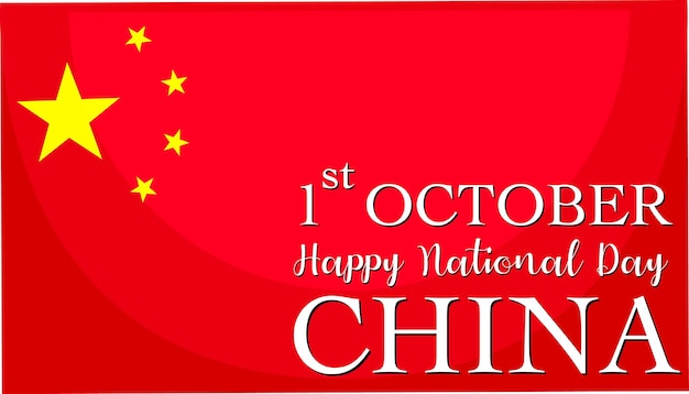 Gratis vector happy china national day op 1 oktober lettertype op de chinese vlag