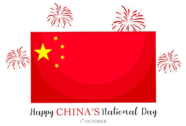 Gratis vector happy china's national day banner met vlag van china