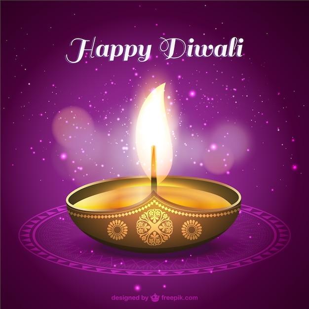 Gratis vector happy diwali kaart met kaars