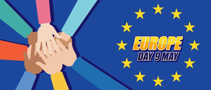 Gratis Vector happy europe day vector design voor spandoek of poster