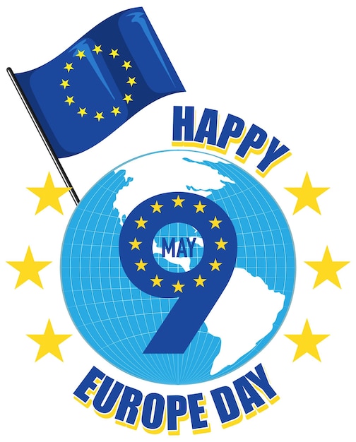 Gratis vector happy europe day vector design voor spandoek of poster