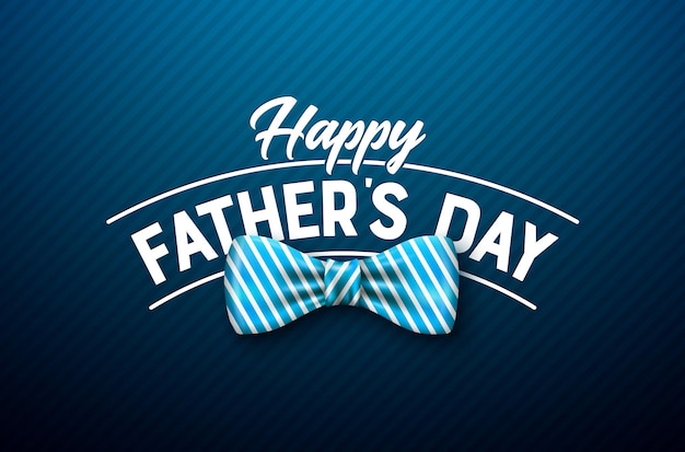 Happy Father's Day wenskaart ontwerp met vlinderdas en typografie belettering op blauwe achtergrond