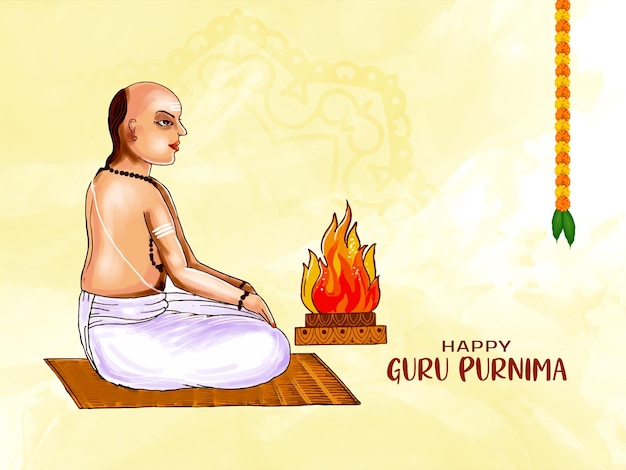 Gratis vector happy guru purnima indian religieus festival decoratieve achtergrond