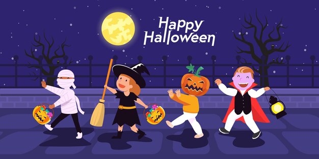 Happy Halloween-banner met karakters
