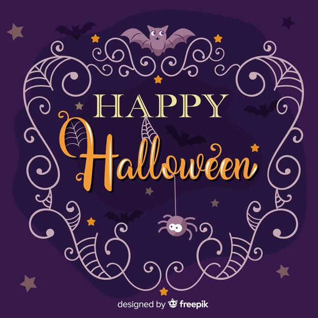 Happy halloween belettering met spinnen