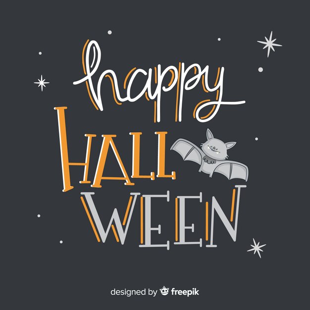 Happy halloween belettering met vleermuis