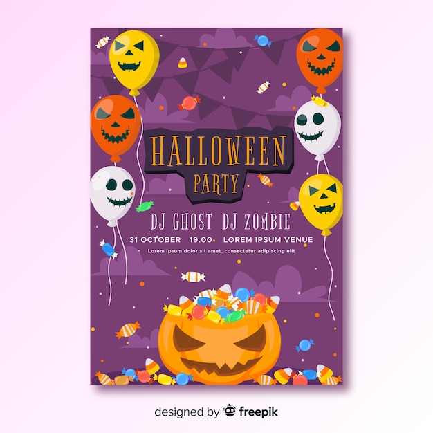 Happy halloween-feestaffiche met ballonnen