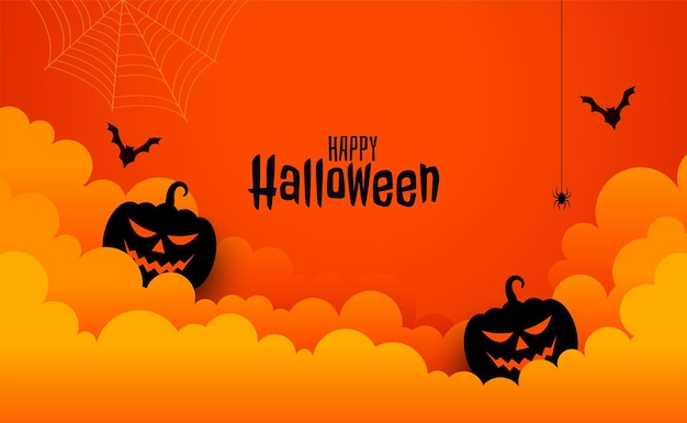 Happy halloween spookachtige kaart in papier gesneden stijl