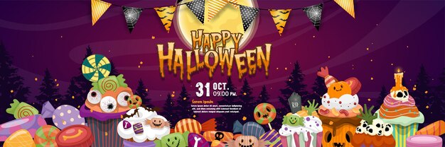 Happy Halloween (trick or treat) banner voor uitnodiging.