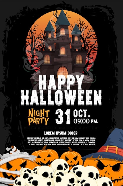 Gratis vector happy halloween (trick or treat) poster voor uitnodiging