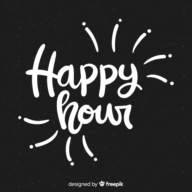 Gratis vector happy hour belettering op schoolbord