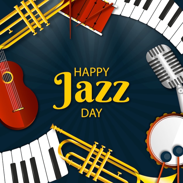 Gratis vector happy jazz day realistisch ontwerp