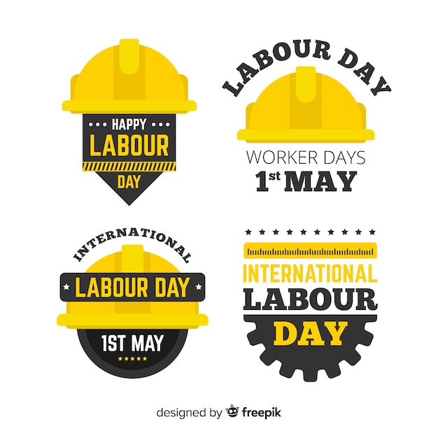 Gratis vector happy labour day badge collectie