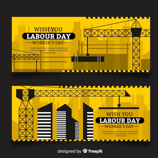 Happy labour day platte banner voor web- en sociale media