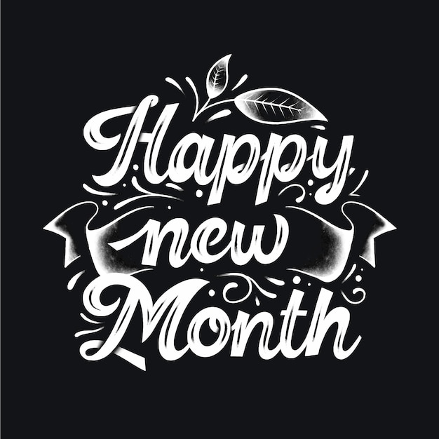 Gratis vector 'happy new month' belettering met handgetekende details