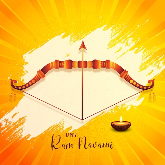 Gratis vector happy ram navami pijl en boog festival wenskaart achtergrond