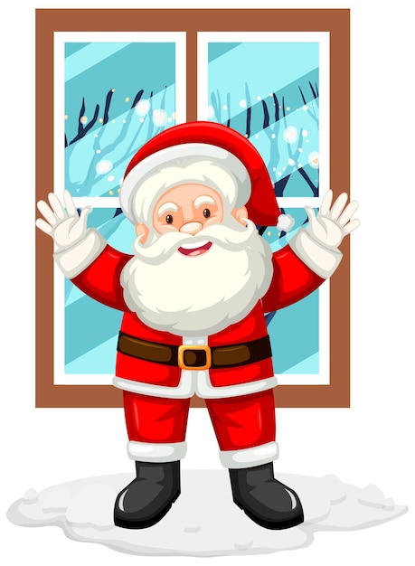 Gratis vector happy santa staat bij het raam