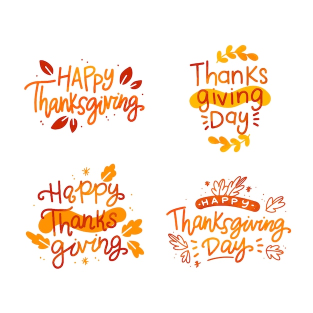 Happy thanksgiving belettering badges collectie