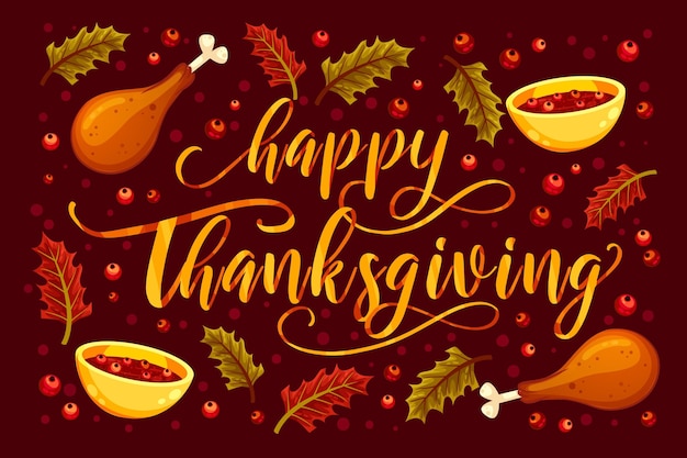 Gratis vector happy thanksgiving belettering