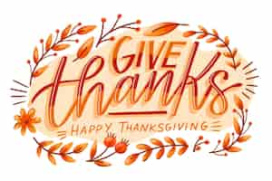 Gratis vector happy thanksgiving day belettering stijl