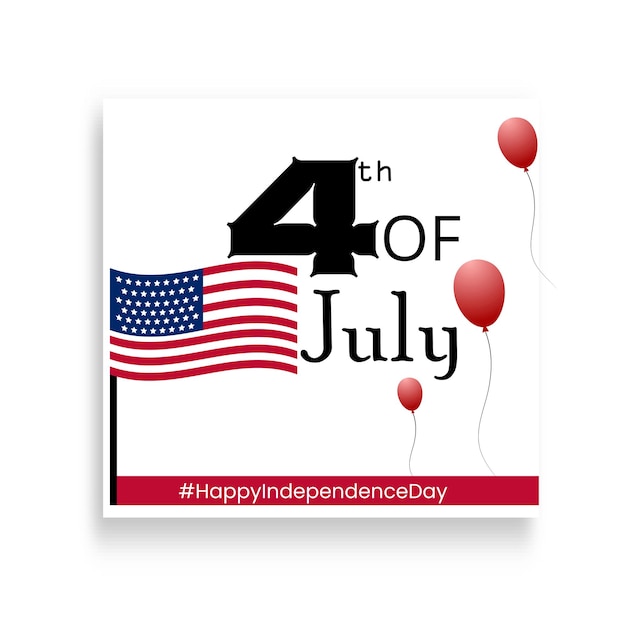 Happy usa independence day blauw rood witte achtergrond social media design banner gratis vector