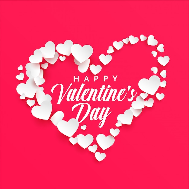 Happy Valentijnsdag achtergrond met witte harten frame