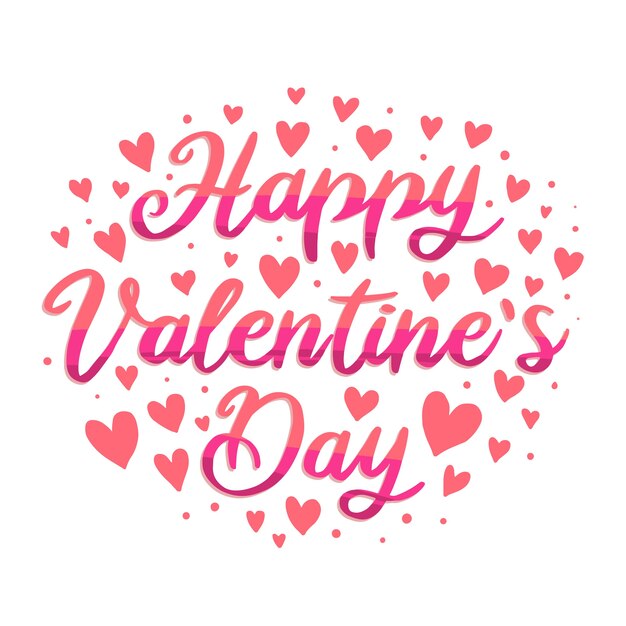 Happy Valentijnsdag belettering met harten