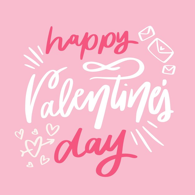 Happy Valentijnsdag belettering met tekeningen